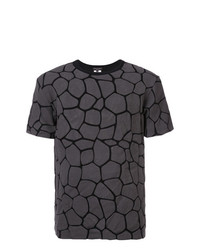 dunkelgraues bedrucktes T-Shirt mit einem Rundhalsausschnitt von Comme Des Garcons Homme Plus