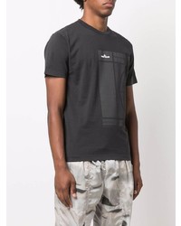 dunkelgraues bedrucktes T-Shirt mit einem Rundhalsausschnitt von Stone Island