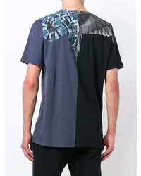 dunkelgraues bedrucktes T-Shirt mit einem Rundhalsausschnitt von Marcelo Burlon County of Milan