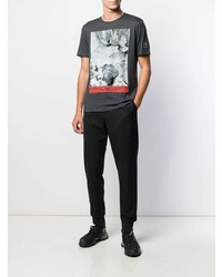 dunkelgraues bedrucktes T-Shirt mit einem Rundhalsausschnitt von Emporio Armani