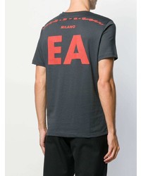 dunkelgraues bedrucktes T-Shirt mit einem Rundhalsausschnitt von Emporio Armani