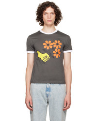 dunkelgraues bedrucktes T-Shirt mit einem Rundhalsausschnitt von Cormio