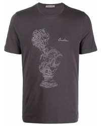 dunkelgraues bedrucktes T-Shirt mit einem Rundhalsausschnitt von Corneliani