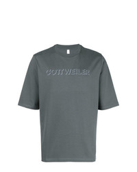 dunkelgraues bedrucktes T-Shirt mit einem Rundhalsausschnitt von Cottweiler