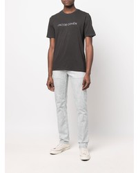dunkelgraues bedrucktes T-Shirt mit einem Rundhalsausschnitt von Jacob Cohen