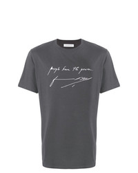 dunkelgraues bedrucktes T-Shirt mit einem Rundhalsausschnitt von Department 5