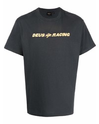 dunkelgraues bedrucktes T-Shirt mit einem Rundhalsausschnitt von Deus Ex Machina