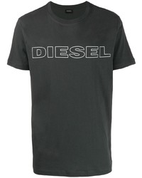 dunkelgraues bedrucktes T-Shirt mit einem Rundhalsausschnitt von Diesel