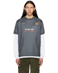 dunkelgraues bedrucktes T-Shirt mit einem Rundhalsausschnitt von Dime