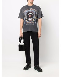 dunkelgraues bedrucktes T-Shirt mit einem Rundhalsausschnitt von DSQUARED2