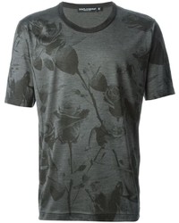 dunkelgraues bedrucktes T-Shirt mit einem Rundhalsausschnitt von Dolce & Gabbana
