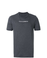 dunkelgraues bedrucktes T-Shirt mit einem Rundhalsausschnitt von Dolce & Gabbana