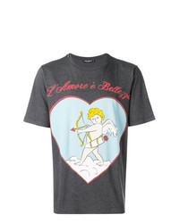 dunkelgraues bedrucktes T-Shirt mit einem Rundhalsausschnitt von Dolce & Gabbana