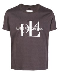 dunkelgraues bedrucktes T-Shirt mit einem Rundhalsausschnitt von Doublet