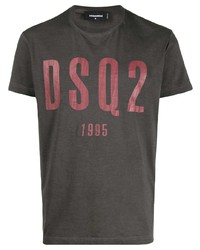 dunkelgraues bedrucktes T-Shirt mit einem Rundhalsausschnitt von DSQUARED2