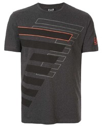 dunkelgraues bedrucktes T-Shirt mit einem Rundhalsausschnitt von Ea7 Emporio Armani