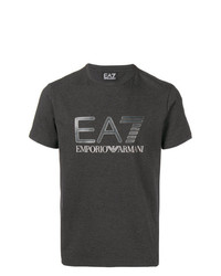 dunkelgraues bedrucktes T-Shirt mit einem Rundhalsausschnitt von Ea7 Emporio Armani