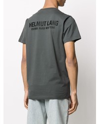 dunkelgraues bedrucktes T-Shirt mit einem Rundhalsausschnitt von Helmut Lang