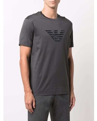 dunkelgraues bedrucktes T-Shirt mit einem Rundhalsausschnitt von Emporio Armani