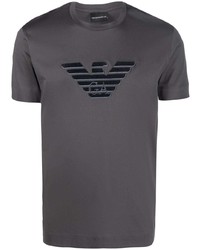 dunkelgraues bedrucktes T-Shirt mit einem Rundhalsausschnitt von Emporio Armani