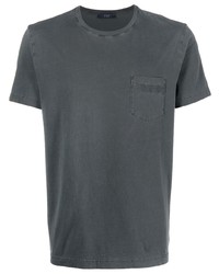 dunkelgraues bedrucktes T-Shirt mit einem Rundhalsausschnitt von Fay