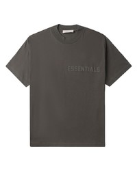 dunkelgraues bedrucktes T-Shirt mit einem Rundhalsausschnitt von FEAR OF GOD ESSENTIALS