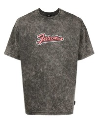 dunkelgraues bedrucktes T-Shirt mit einem Rundhalsausschnitt von FIVE CM