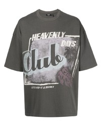 dunkelgraues bedrucktes T-Shirt mit einem Rundhalsausschnitt von FIVE CM