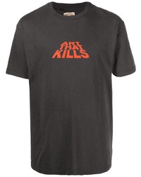dunkelgraues bedrucktes T-Shirt mit einem Rundhalsausschnitt von GALLERY DEPT.
