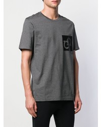 dunkelgraues bedrucktes T-Shirt mit einem Rundhalsausschnitt von Salvatore Ferragamo