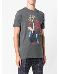 dunkelgraues bedrucktes T-Shirt mit einem Rundhalsausschnitt von Vivienne Westwood