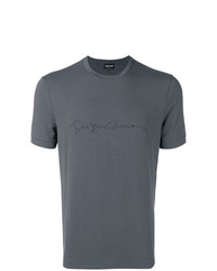 dunkelgraues bedrucktes T-Shirt mit einem Rundhalsausschnitt von Giorgio Armani