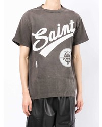 dunkelgraues bedrucktes T-Shirt mit einem Rundhalsausschnitt von SAINT MXXXXXX