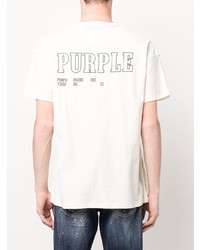 dunkelgraues bedrucktes T-Shirt mit einem Rundhalsausschnitt von purple brand