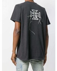 dunkelgraues bedrucktes T-Shirt mit einem Rundhalsausschnitt von Rhude