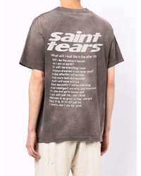 dunkelgraues bedrucktes T-Shirt mit einem Rundhalsausschnitt von SAINT MXXXXXX