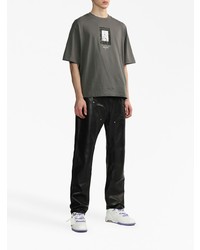 dunkelgraues bedrucktes T-Shirt mit einem Rundhalsausschnitt von Off-White