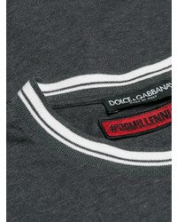 dunkelgraues bedrucktes T-Shirt mit einem Rundhalsausschnitt von Dolce & Gabbana