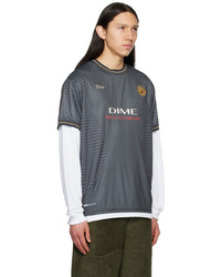 dunkelgraues bedrucktes T-Shirt mit einem Rundhalsausschnitt von Dime