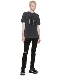 dunkelgraues bedrucktes T-Shirt mit einem Rundhalsausschnitt von Stolen Girlfriends Club