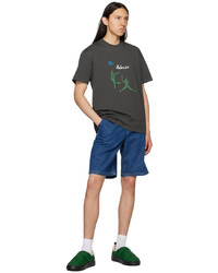 dunkelgraues bedrucktes T-Shirt mit einem Rundhalsausschnitt von Palmes
