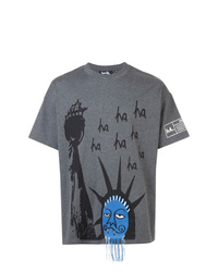 dunkelgraues bedrucktes T-Shirt mit einem Rundhalsausschnitt von Haculla