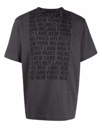 dunkelgraues bedrucktes T-Shirt mit einem Rundhalsausschnitt von Helmut Lang