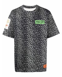 dunkelgraues bedrucktes T-Shirt mit einem Rundhalsausschnitt von Heron Preston