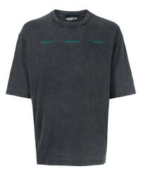 dunkelgraues bedrucktes T-Shirt mit einem Rundhalsausschnitt von Holzweiler