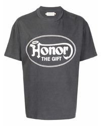 dunkelgraues bedrucktes T-Shirt mit einem Rundhalsausschnitt von HONOR THE GIFT