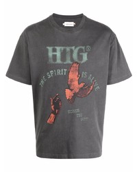 dunkelgraues bedrucktes T-Shirt mit einem Rundhalsausschnitt von HONOR THE GIFT