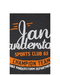 dunkelgraues bedrucktes T-Shirt mit einem Rundhalsausschnitt von Jan Vanderstorm