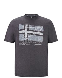 dunkelgraues bedrucktes T-Shirt mit einem Rundhalsausschnitt von Jan Vanderstorm