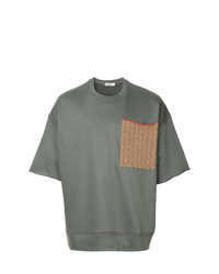 dunkelgraues bedrucktes T-Shirt mit einem Rundhalsausschnitt von Jil Sander